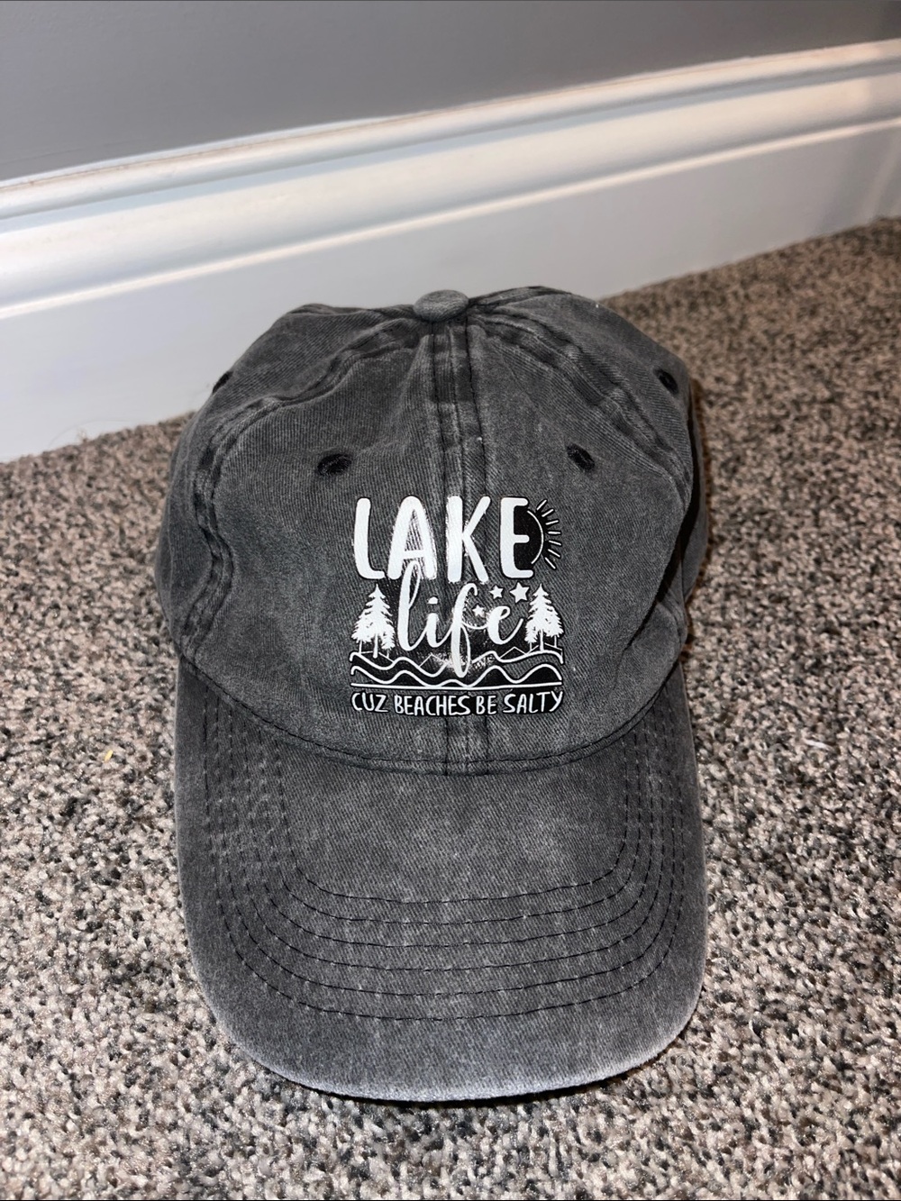 Lake Life Washed Black Baseball Cap - Unbranded